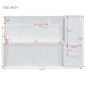 Queen Size Murphy Bed Wall Bed with Closet and Drawers