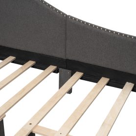 Full Size Upholstered Daybed With Headboard And Armrest, Support Legs