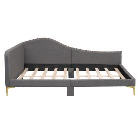 Full Size Upholstered Daybed With Headboard And Armrest, Support Legs