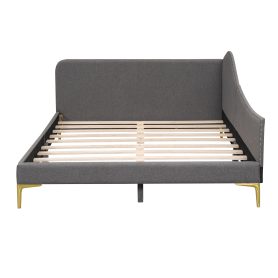 Full Size Upholstered Daybed With Headboard And Armrest, Support Legs