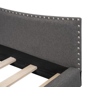 Full Size Upholstered Daybed With Headboard And Armrest, Support Legs