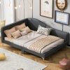 Full Size Upholstered Daybed With Headboard And Armrest, Support Legs