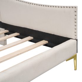 Twin Size Upholstered Daybed With Headboard And Armrest, Support Legs