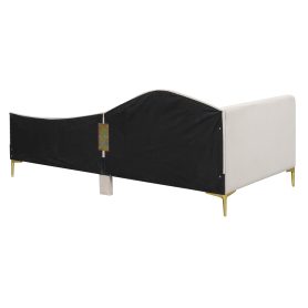 Twin Size Upholstered Daybed With Headboard And Armrest, Support Legs