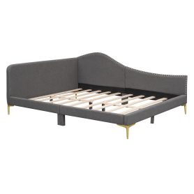 Full Size Upholstered Daybed With Headboard And Armrest, Support Legs