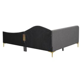 Full Size Upholstered Daybed With Headboard And Armrest, Support Legs