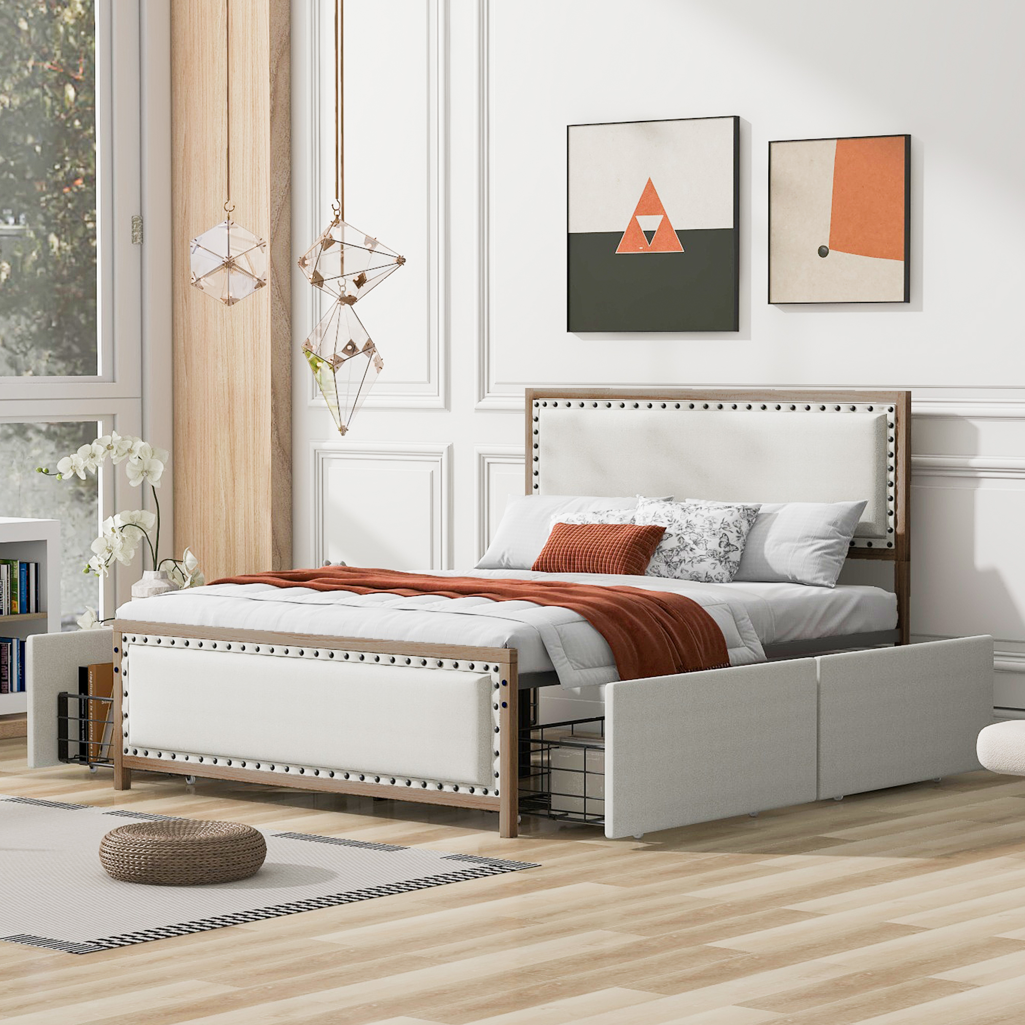 Assembly Instruction For WF318662AAD 4 Queen Size Upholstered Platform Bed with Nailhead Decoration and 4 Drawers