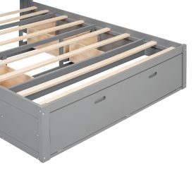 Wood Queen Size Platform Bed With Storage Headboard, Shoe Rack And 4 Drawers