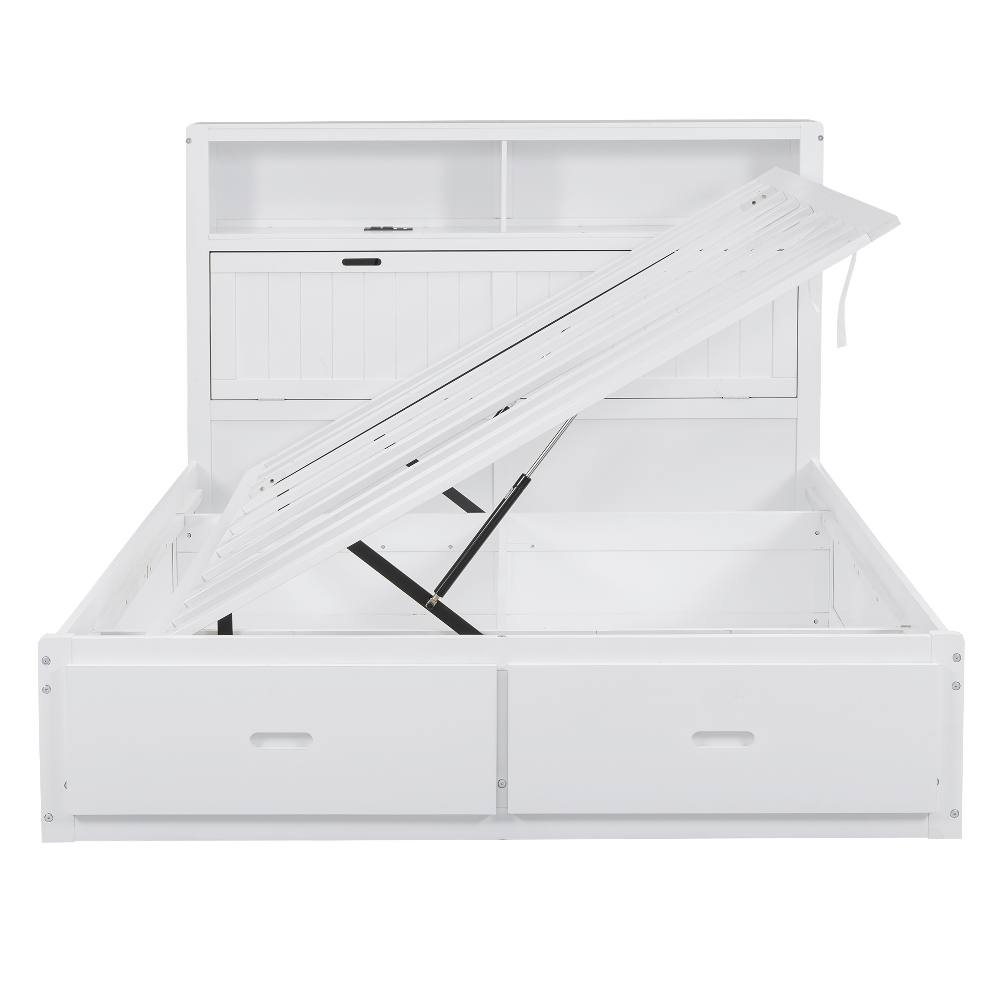 Wood Queen Size Hydraulic Platform Bed with Storage LED Headboard, Charging Station and 2 Drawers 21 Wood Queen Size Hydraulic Platform Bed with Storage LED Headboard, Charging Station and 2 Drawers