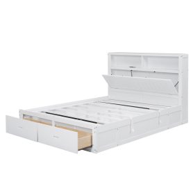 Wood Queen Size Hydraulic Platform Bed with Storage LED Headboard, Charging Station and 2 Drawers 31 Wood Queen Size Hydraulic Platform Bed with Storage LED Headboard, Charging Station and 2 Drawers