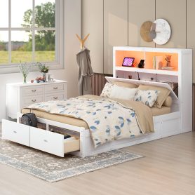 Wood Queen Size Hydraulic Platform Bed with Storage LED Headboard, Charging Station and 2 Drawers 26 Wood Queen Size Hydraulic Platform Bed with Storage LED Headboard, Charging Station and 2 Drawers