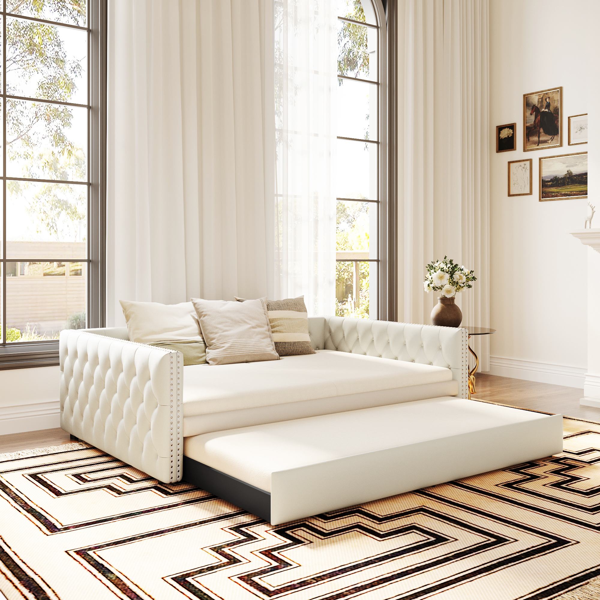 Full Size Upholstered Daybed With Twin Trundle