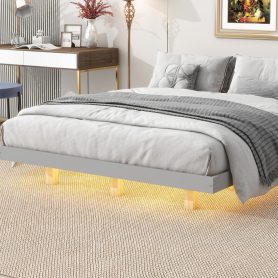 Queen Size Floating Bed with LED Lights Underneath