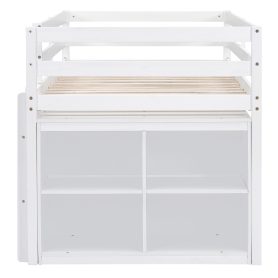 Twin Size Loft Bed with Retractable Writing Desk and 4 Drawers