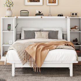 Full Size Murphy Bed with Shelves, Drawers and USB Ports