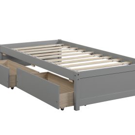 Solid Wood Twin Size Daybed With 2 Drawers, No Box Spring Needed