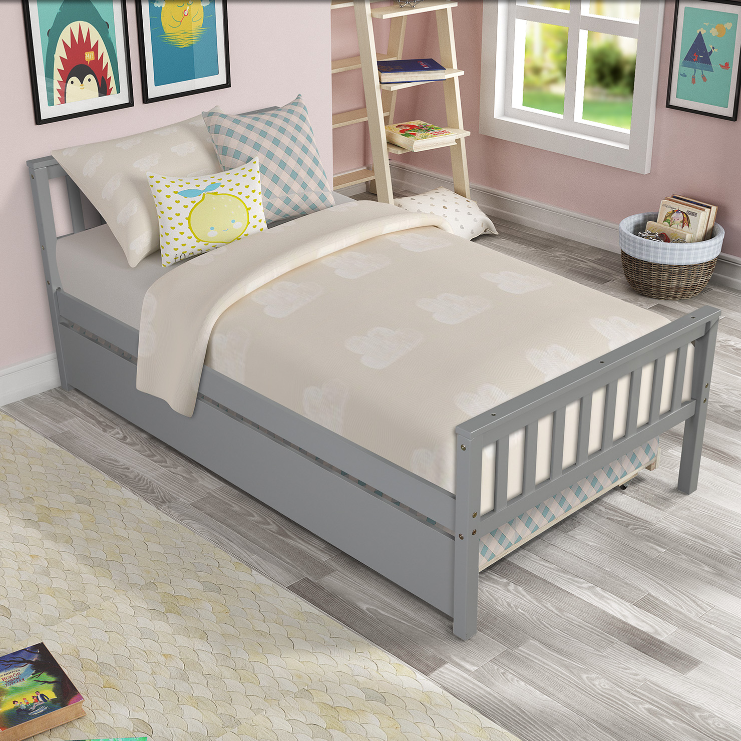 Twin Size Platform Bed Frame With Trundle, Headboard And Footboard 10 Twin Size Platform Bed Frame With Trundle, Headboard And Footboard