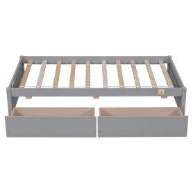 Solid Wood Twin Size Daybed With 2 Drawers, No Box Spring Needed