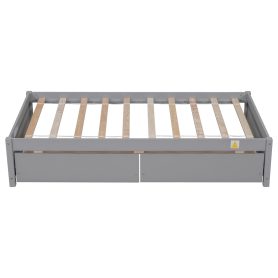 Solid Wood Twin Size Daybed With 2 Drawers, No Box Spring Needed