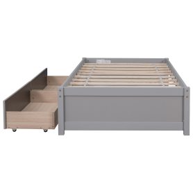Solid Wood Twin Size Daybed With 2 Drawers, No Box Spring Needed