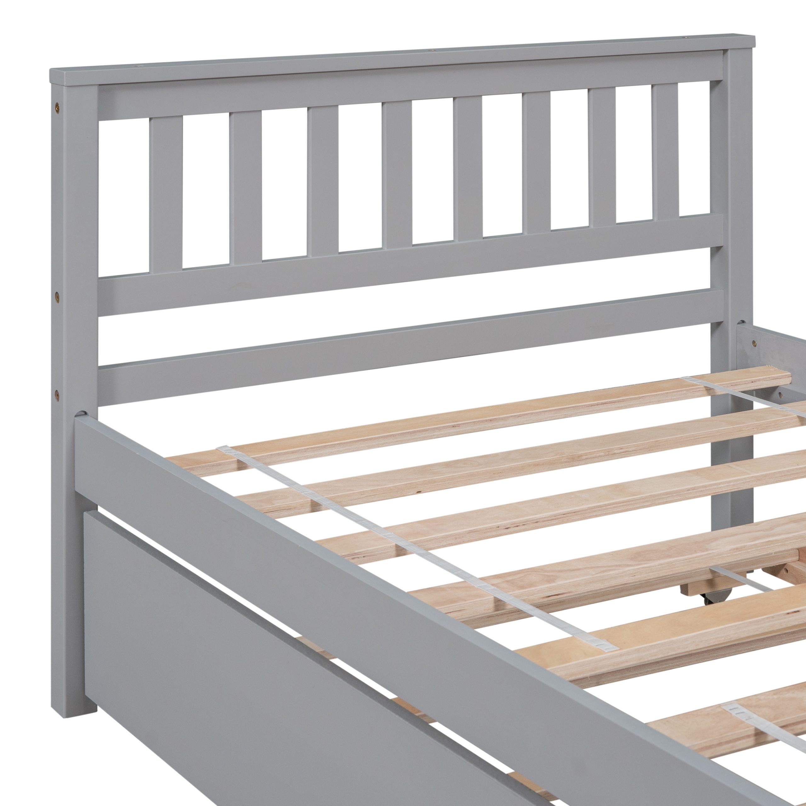 Twin Size Platform Bed Frame With Trundle, Headboard And Footboard 7 Twin Size Platform Bed Frame With Trundle, Headboard And Footboard
