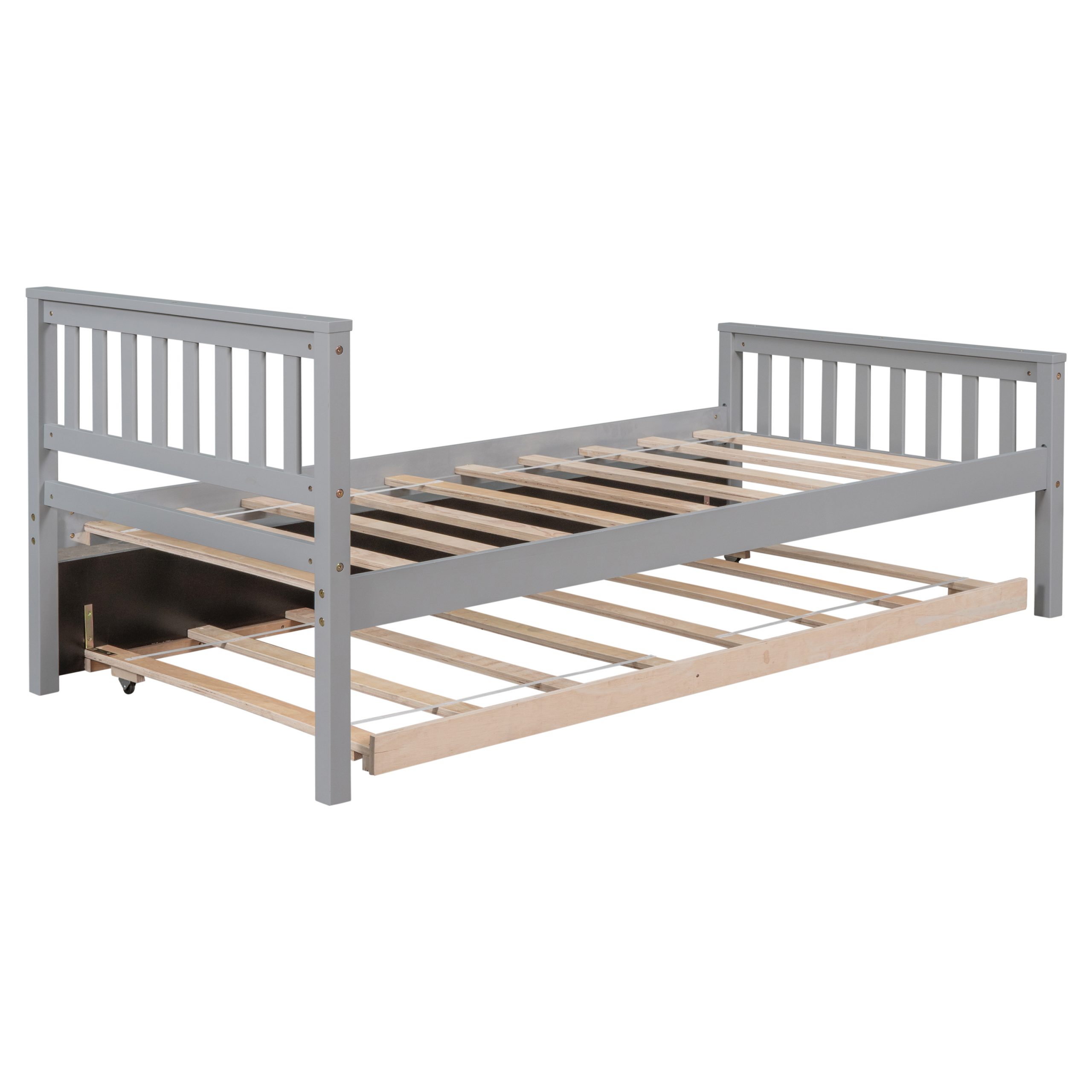 Twin Size Platform Bed Frame With Trundle, Headboard And Footboard 4 Twin Size Platform Bed Frame With Trundle, Headboard And Footboard
