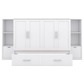 Full Size Murphy Bed with Shelves, Drawers and USB Ports