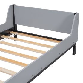 Twin Bed with Headboard, Footboard, Safeguards, Built-in Bed-end Book Storage Rack