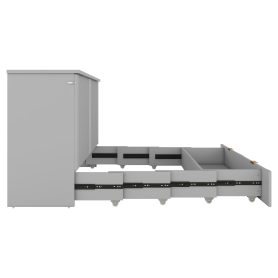 Full Size Murphy Bed with Drawer and a set of Sockets & USB Ports, Pulley Structure Design