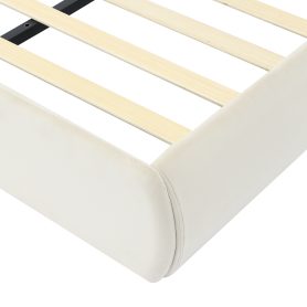 Twin Size Upholstered Platform Bed with Cartoon Ears Shaped Headboard and Light