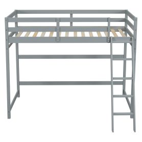 Twin Size High Loft Bed with inclined Ladder, Guardrails