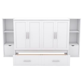 Full Size Murphy Bed with Shelves, Drawers and USB Ports