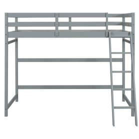 Twin Size High Loft Bed with inclined Ladder, Guardrails