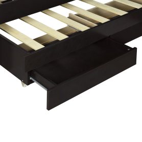 Twin XL Size Platform Bed with Storage LED Headboard, Charging Station, Twin Size Trundle and 2 Drawers