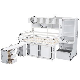 Full Size Wooden Loft Bed Big Storage With Under-Bed Desk, Drawers and Shelves 29 Full Size Wooden Loft Bed Big Storage With Under-Bed Desk, Drawers and Shelves