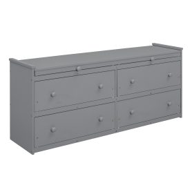 Full Size Loft Bed With Retractable Writing Desk, 4 Drawers And Shelves