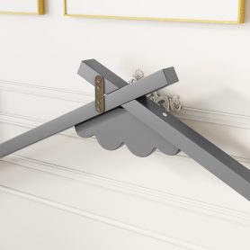 Twin House-Shaped Bedside Floor Bed with Guardrails, Slats, with Door