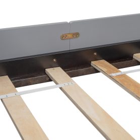 Twin Bed with Headboard, Footboard, Safeguards, Built-in Bed-end Book Storage Rack