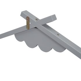 Twin House-Shaped Bedside Floor Bed with Guardrails, Slats, with Door