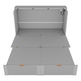 Full Size Murphy Bed with Drawer and a set of Sockets & USB Ports, Pulley Structure Design