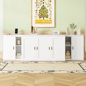 Full Size Murphy Bed with Shelves, Cabinets and USB Ports