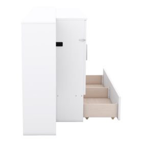 Full Size Murphy Bed with Shelves, Drawers and USB Ports