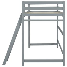 Twin Size High Loft Bed with inclined Ladder, Guardrails