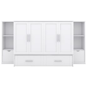 Full Size Murphy Bed with Shelves, Drawers and USB Ports