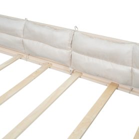 Wood Full Size Upholstered Platform Bed with Guardrail and Pillow