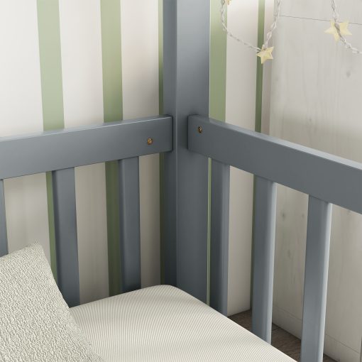 Double Twin House-style Floor Bed With Fence and Guardrails, Without Door
