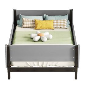 Twin Bed with Headboard, Footboard, Safeguards, Built-in Bed-end Book Storage Rack