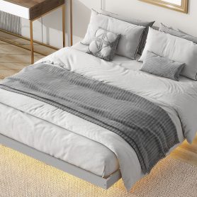 Queen Size Floating Bed with LED Lights Underneath