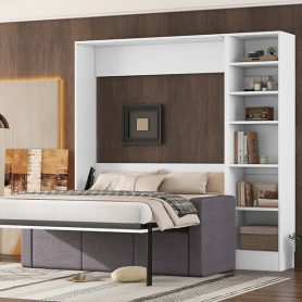 Full Size Murphy Bed With Sofa and Shelves