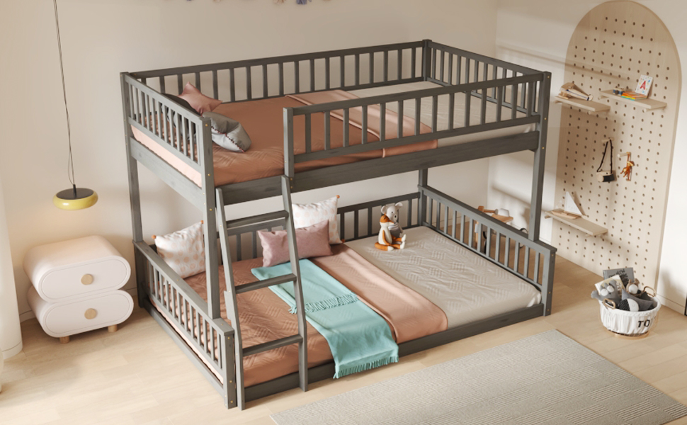 Full XL over Queen Bunk Bed with Ladder and Guardrails 8 Full XL over Queen Bunk Bed with Ladder and Guardrails